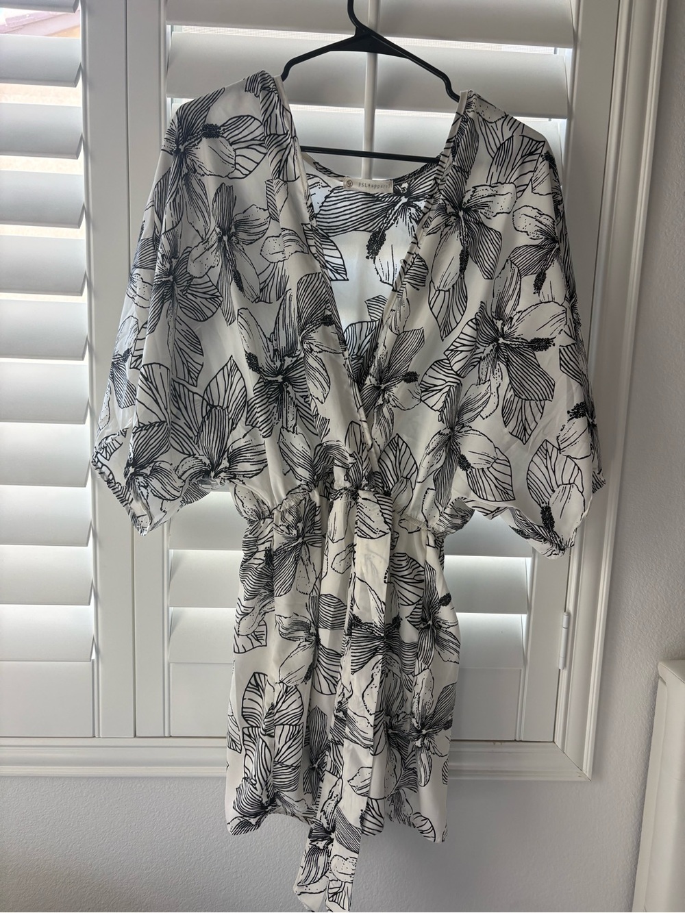 Black & White Floral Wrap Jumpsuit